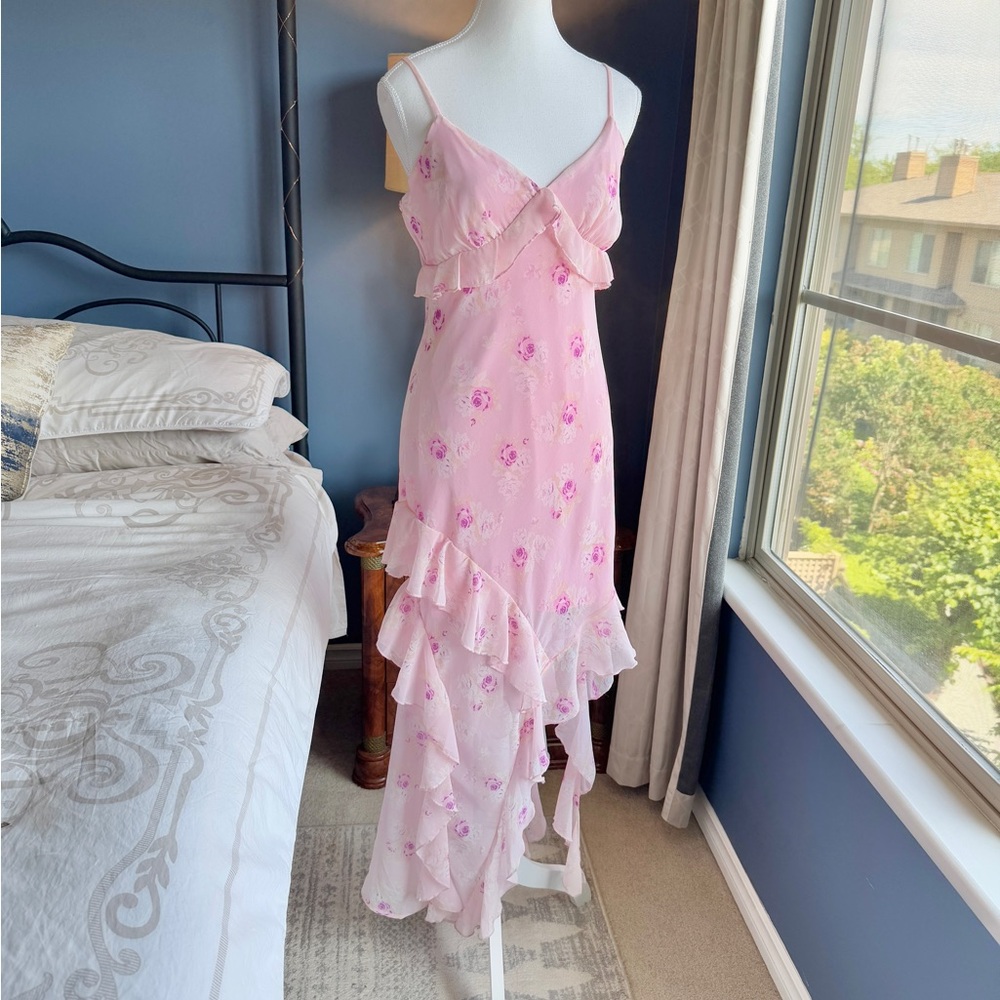 Pink Floral Ruffle Dress